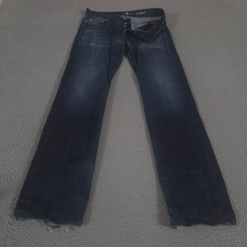 7 For All Mankind Jeans Mens 33x32 Blue Standard Straight Button Fly Cotton Pant